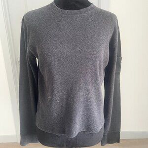 Lauren Ralph Lauren Gray Waffle Knit WomensThermal Crew Pullover Size P/M Casual